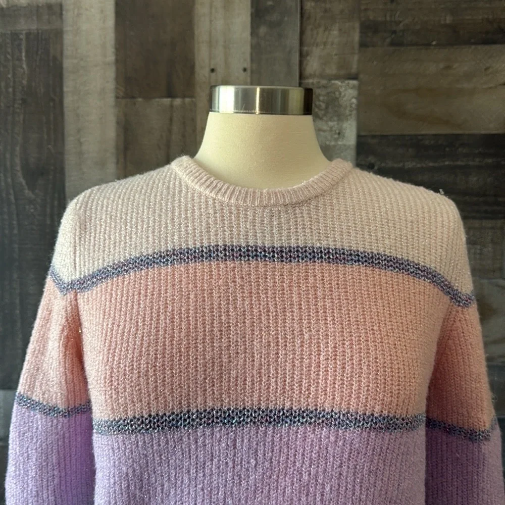 The Children’s Place sweater girls size 16 sparkly rainbow stripes girlhoodcore